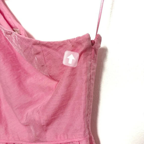 EUC J. Crew Bubblegum Pink One-Shoulder Linen Bubble Mini Cocktail Dress - Picture 5 of 7
